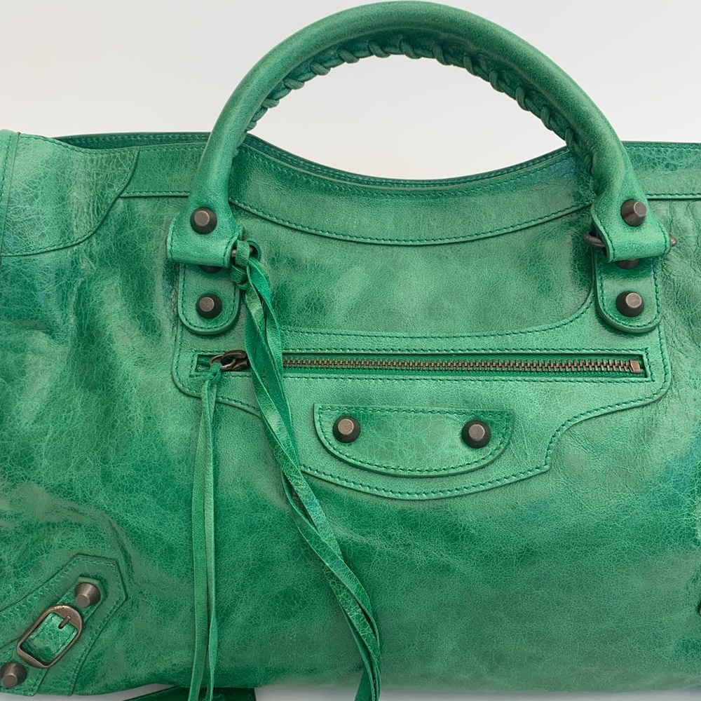 Balenciaga Green Classic City Leather Tote Bag - Picture 2 of 8